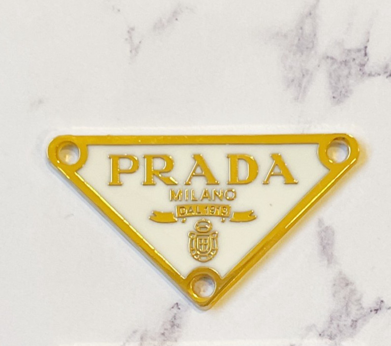 Designer Triangle White and Gold Logo Plate Set of 1