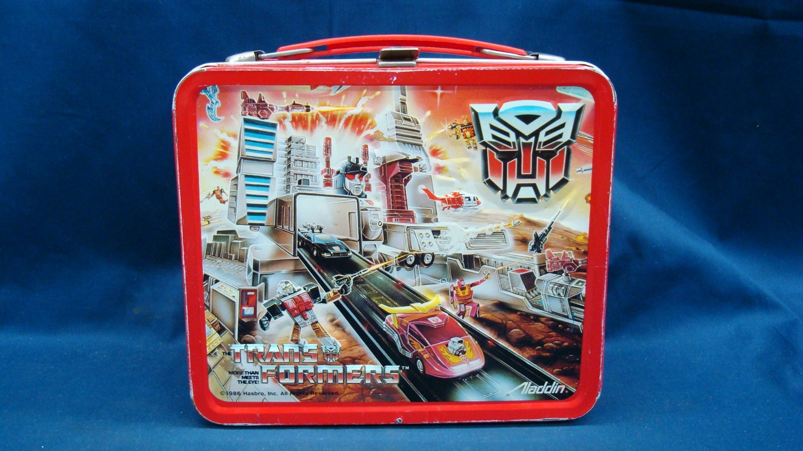 Vintage 1986 Transformers Metal Lunch Box No Thermos Aladdin Hasbro