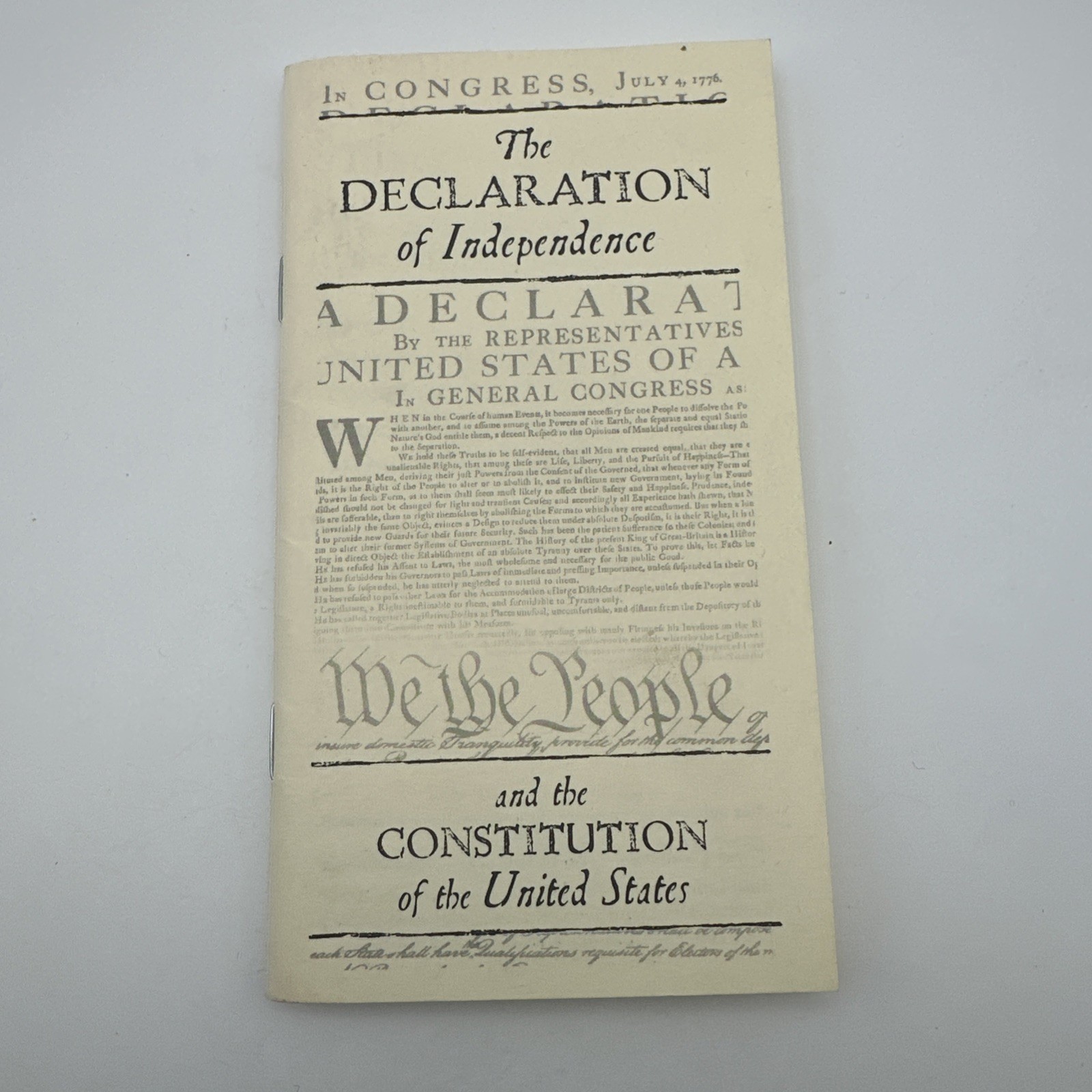 Pocket Declaration of Independence US Constitution Williamsburg Foundation