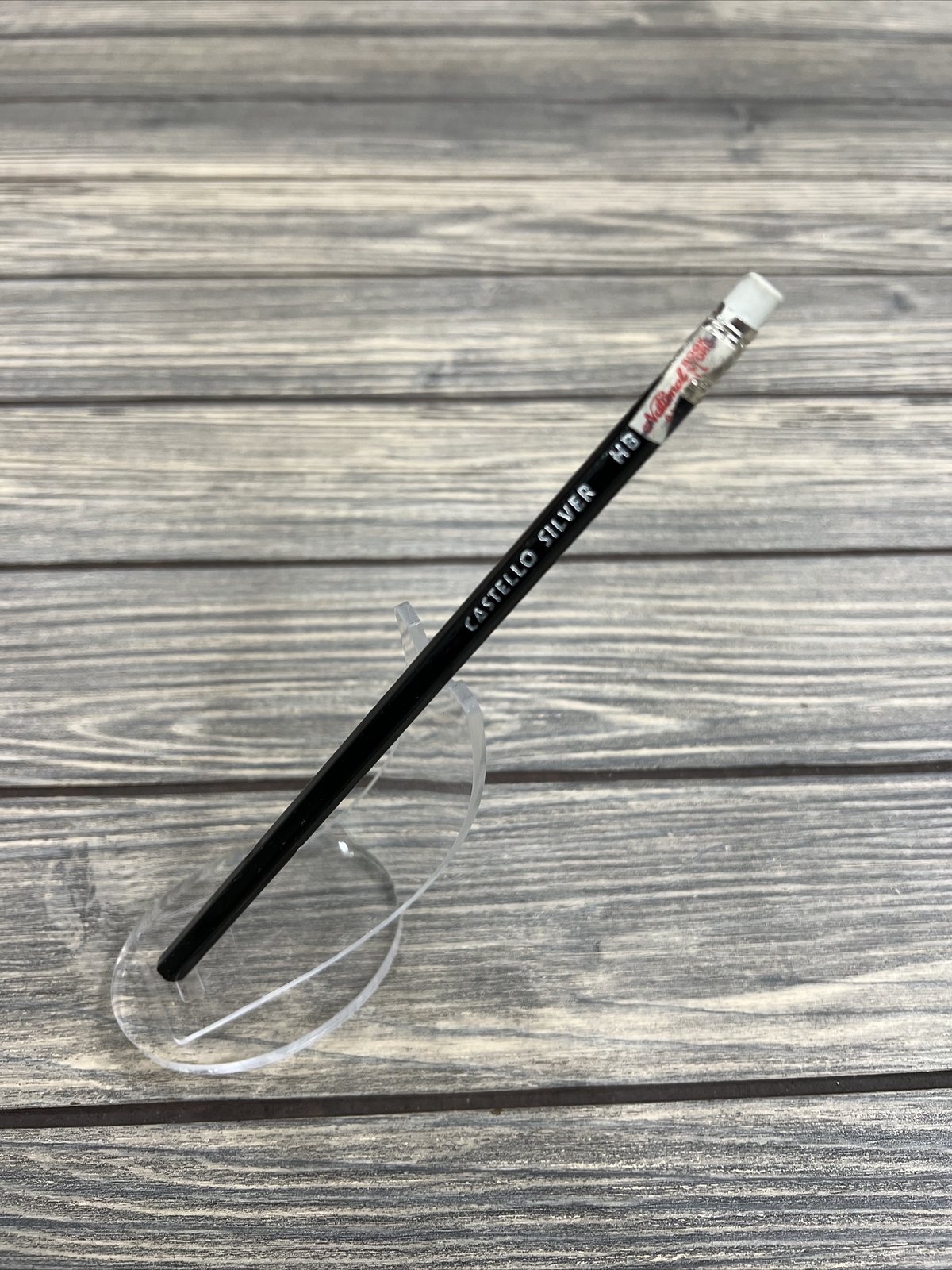 Vintage Unsharpened Pencil Castello Silver Black HB