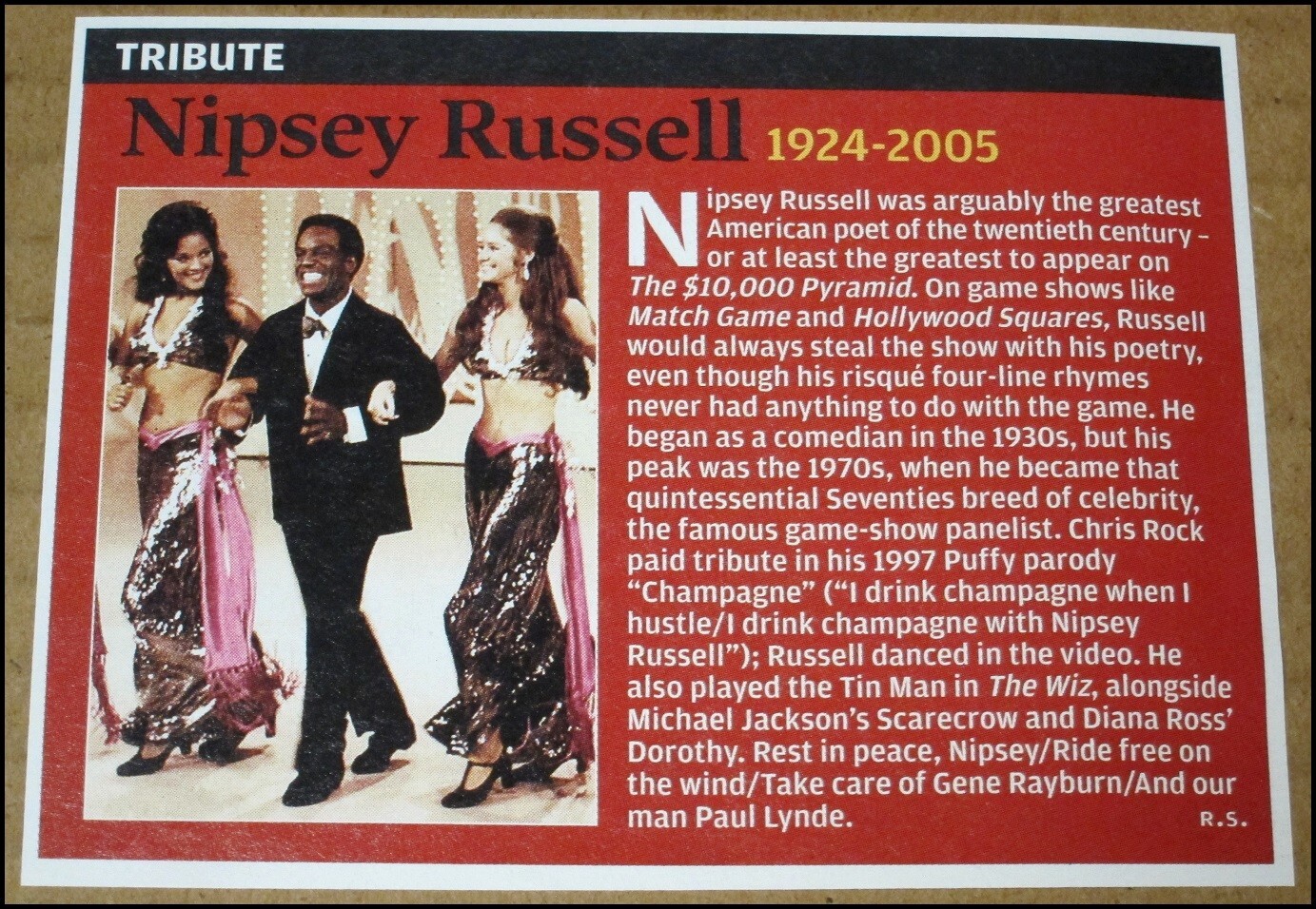 2005 Nipsey Russell Tribute RS Clipping Article 4.25