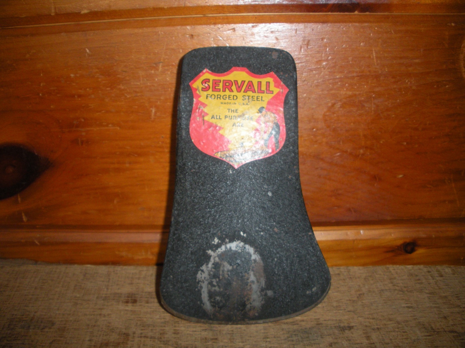 RARE Vintage SERVALL Paper Label Single Bit Axe Head