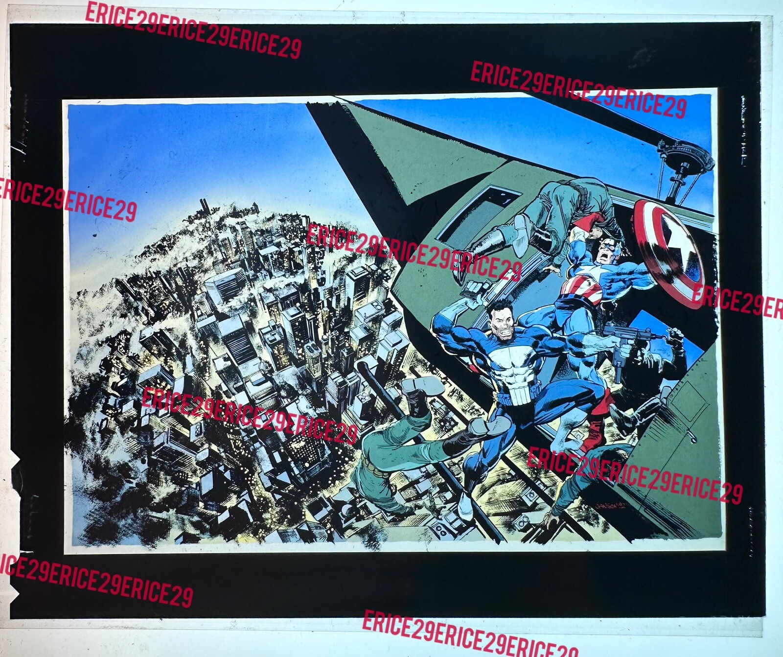 1992 Punisher Captain America Blood & Glory #1 Janson Art For Line Up 4x5 Chrome