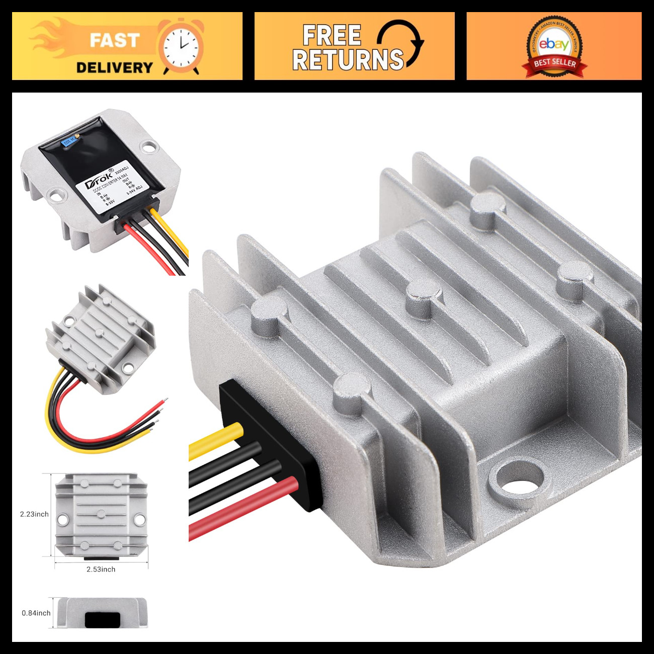 DROK Voltage Regulator 2pcs, DC to DC Buck Converter Adjustable 8-35V to 3-24V 5