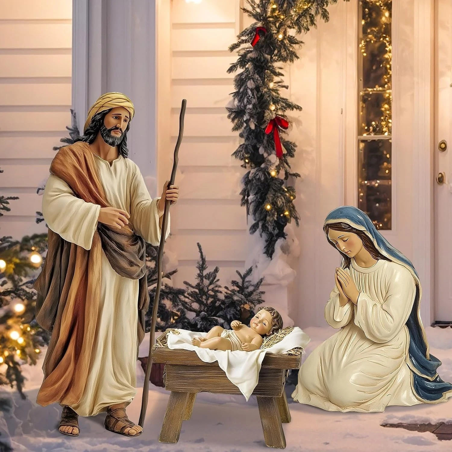3 Pcs Metal Christmas Outdoor Nativity Scene Set (Retro) 3 Pcs Metal Christmas Outdoor Nativity Scene Set (Retro)