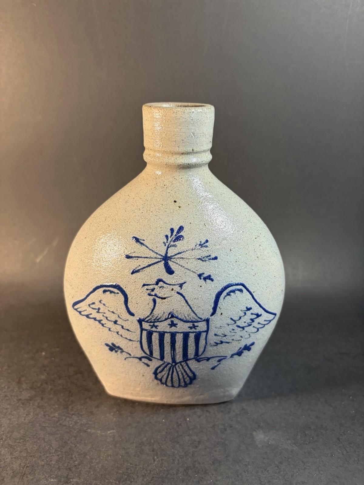 Rockdale Union Stoneware Flask Eagle Shield 1993 Collectors Edition 
