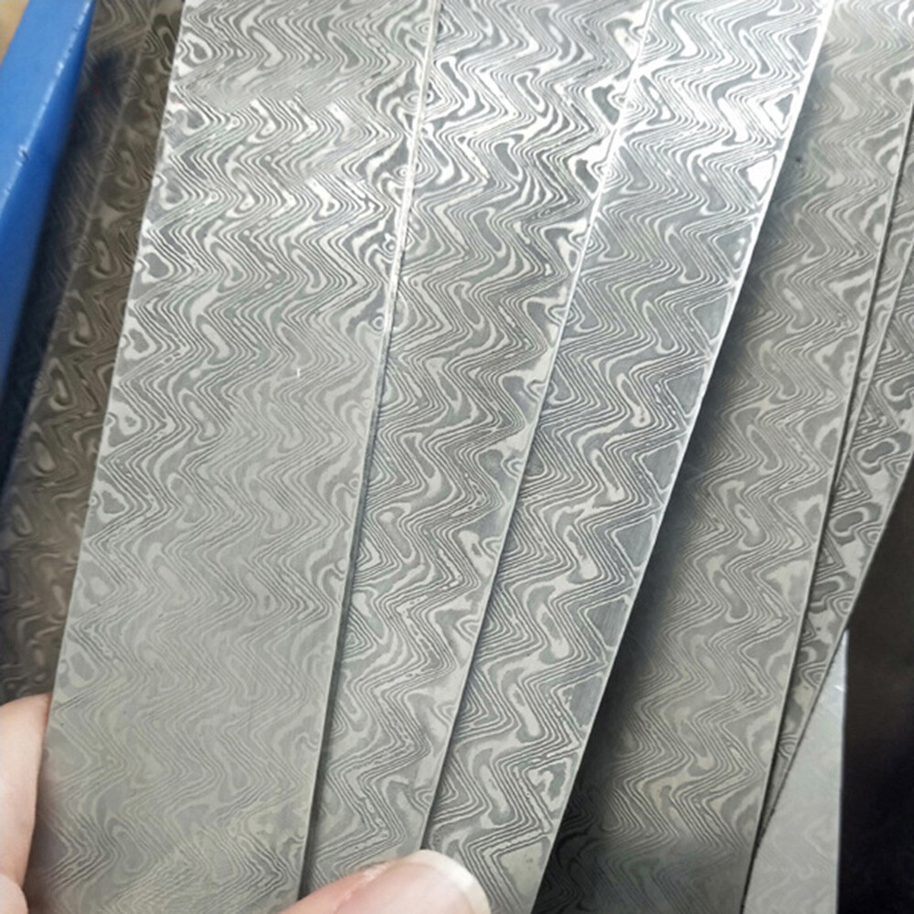 4X Handmade Damascus Steel Billet Knife Blank Blade Making Bar Wave Pattern
