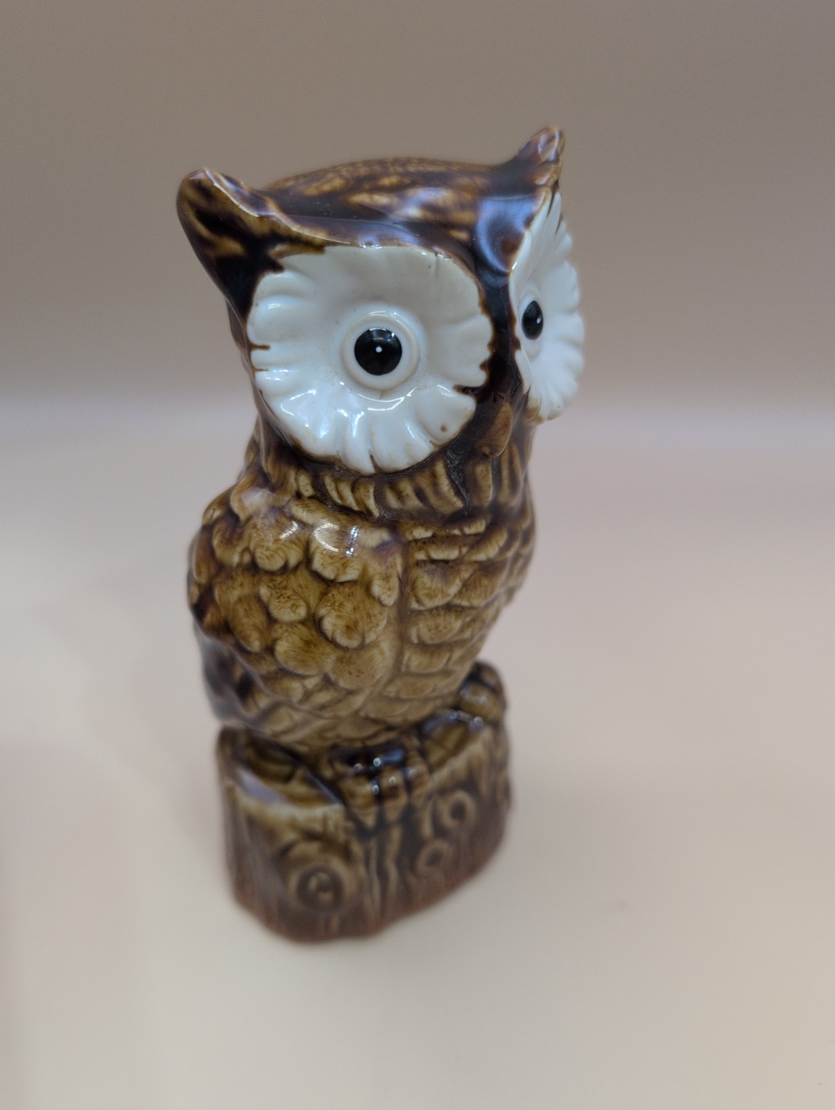 Vintage Owl Figurine Glazed Porcelain 5.5\