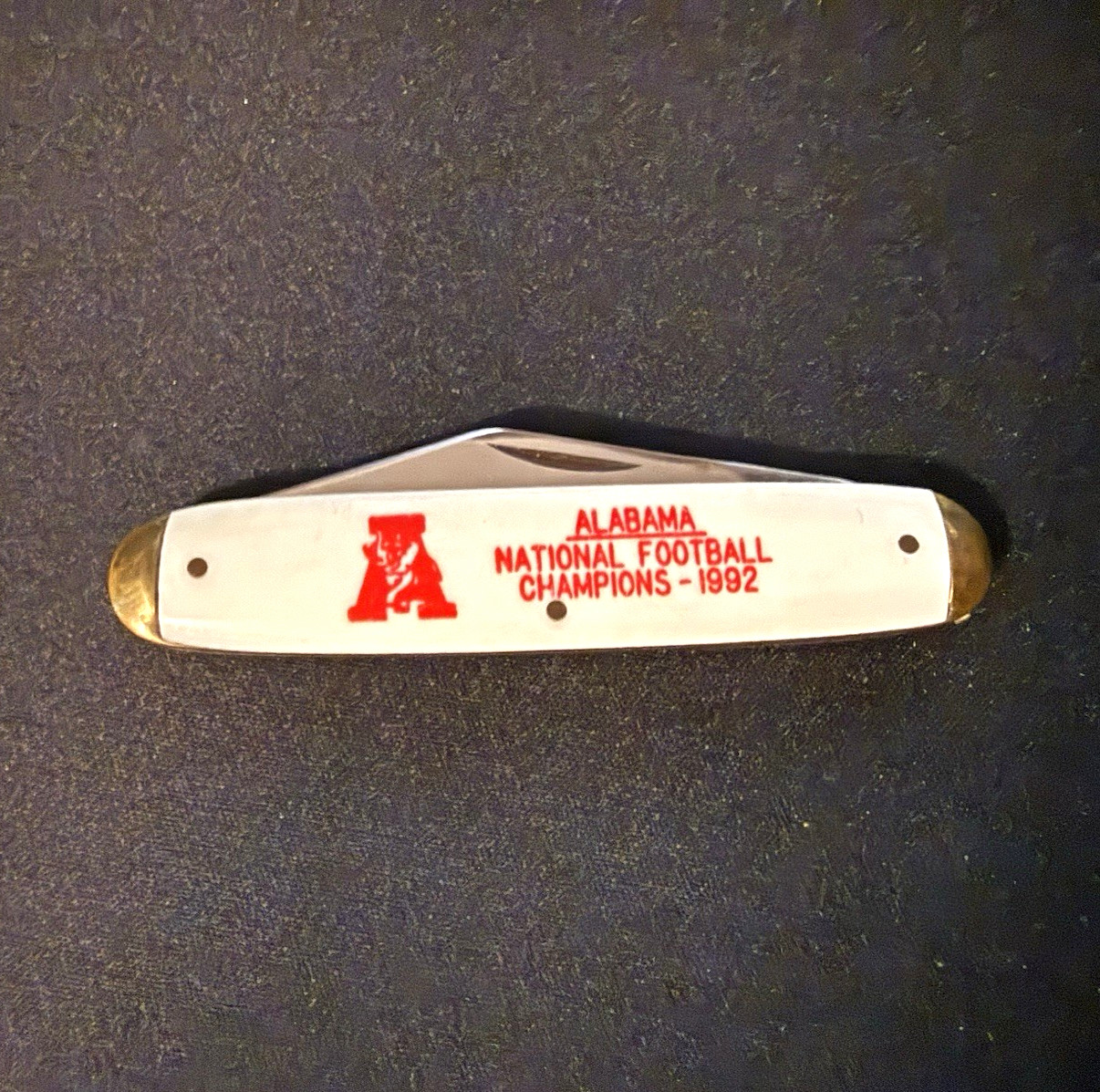 Alabama 1992 National Football Champions 1-Blade Vintage Pocket Knife White /Red
