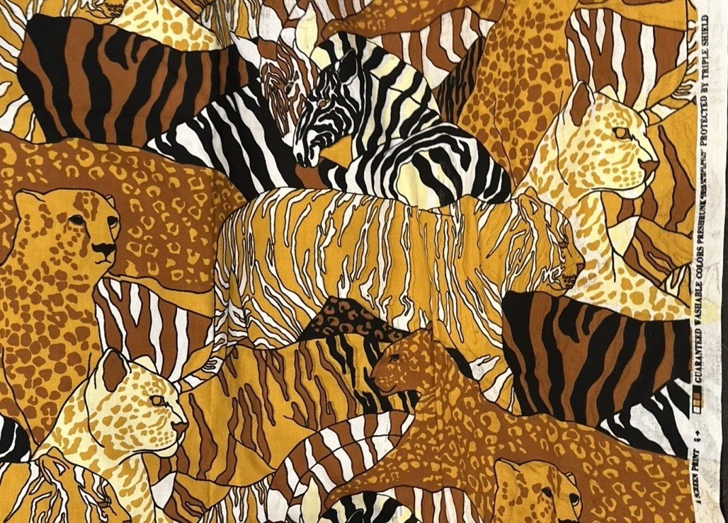 Vintage 70s Riverdale Screen Print Cheetah Fabric 45