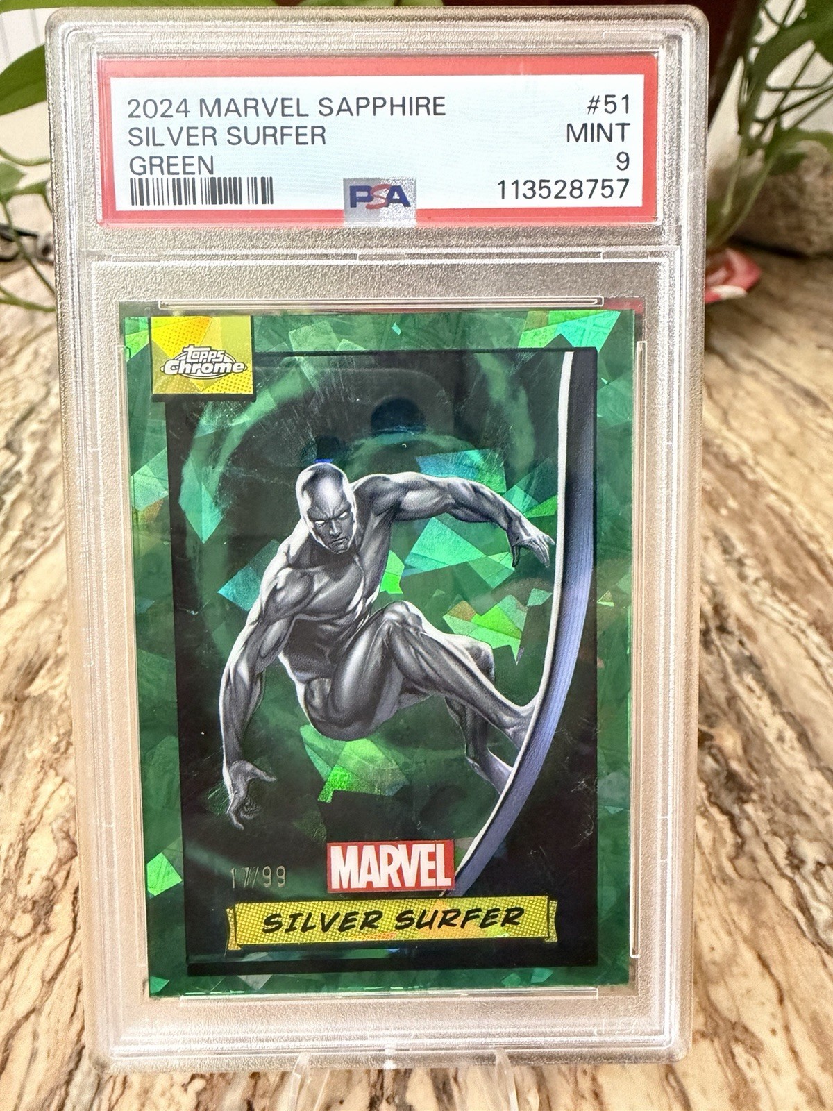 2024 Topps Marvel Sapphire Silver Surfer Green #51 PSA /99