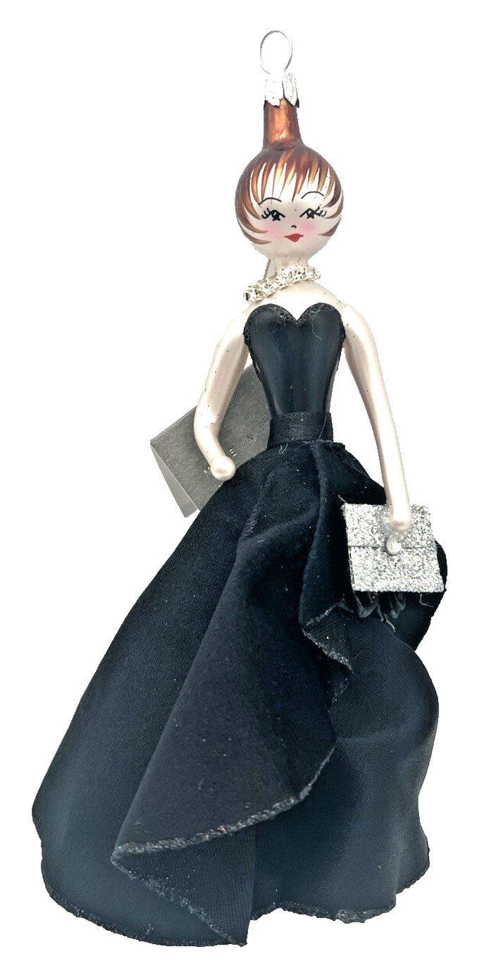 Soffieria De Carlini  Woman In  Fancy Black Dress Christmas Ornament Italy New