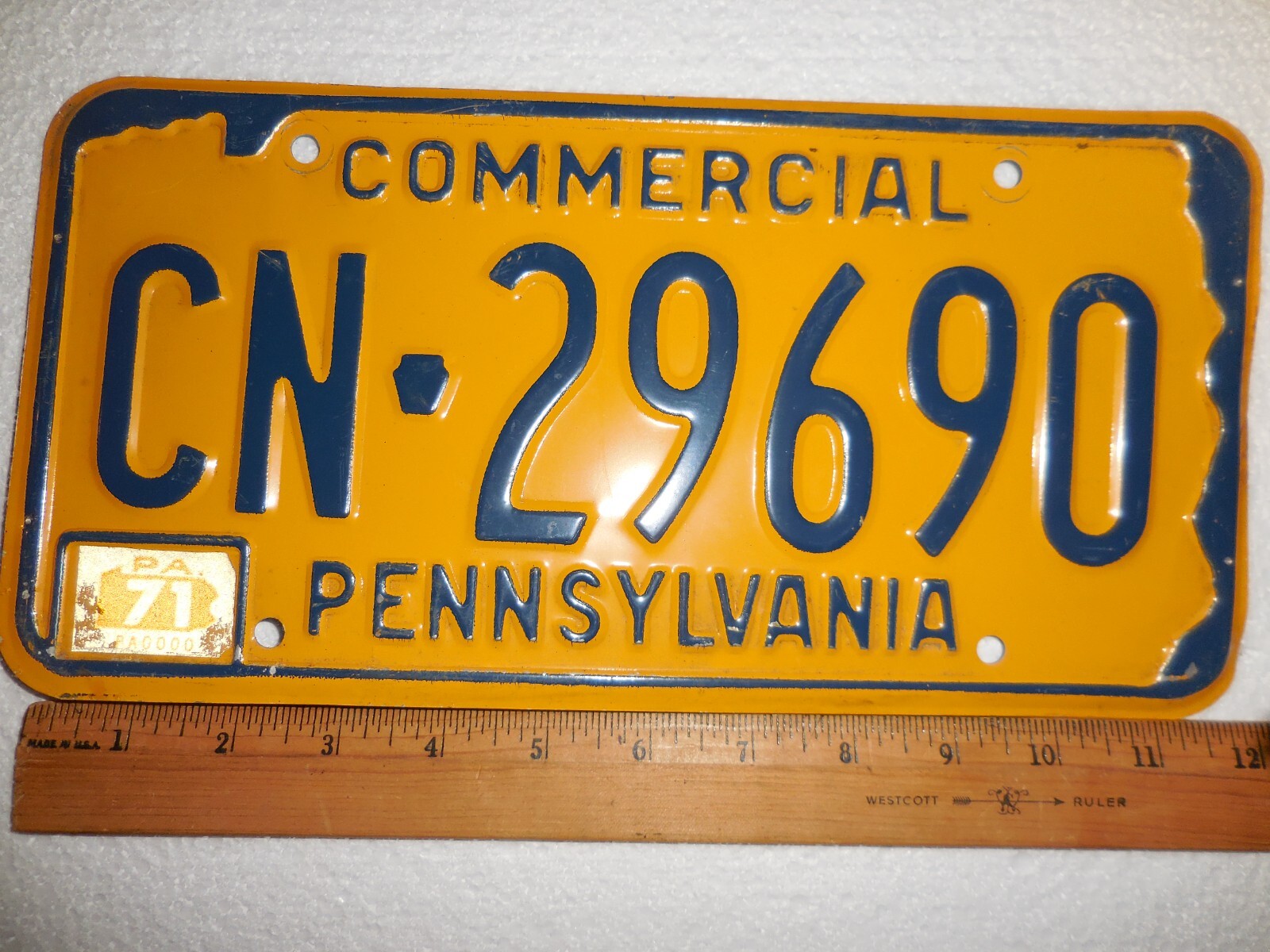 1971 Pennsylvania COMMERCIAL License Plate #CN-29690 Original very nice