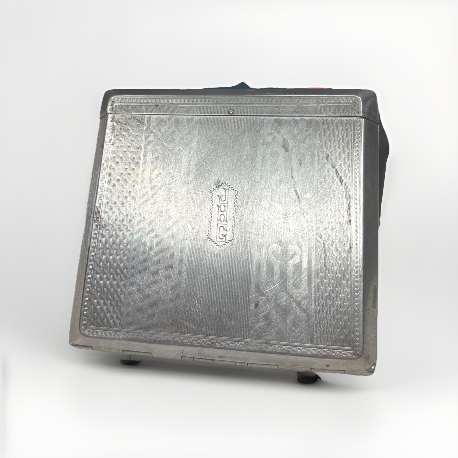 VERY RARE ZIP-OKASE Cigarette Case Art Style Sterling Silver Engraved Estate ￼￼