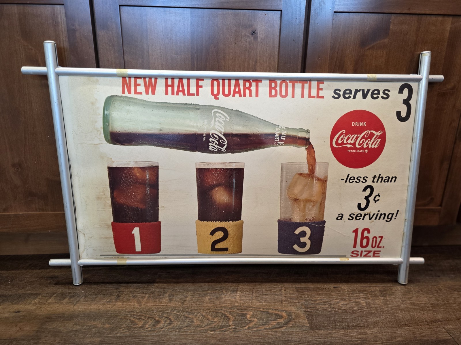 Rare Vintage 1950s 1960s Coca-Cola Cardboard Sign-16oz Half Quart-Original Barn 
