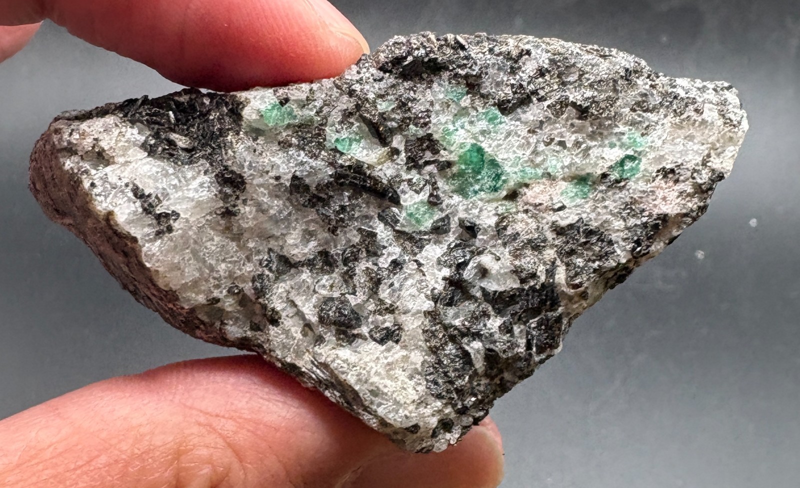 63 gram Crabtree Emerald Mine emeralds on matrix specimen - North Carolina