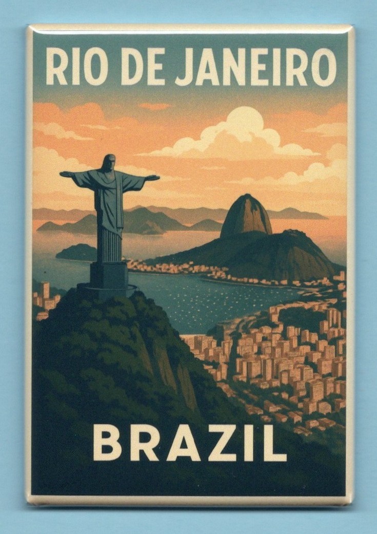 BRAZIL TRAVEL POSTER *2X3 FRIDGE MAGNET* WORLD VACATION S AMERICA RIO DE JANEIRO