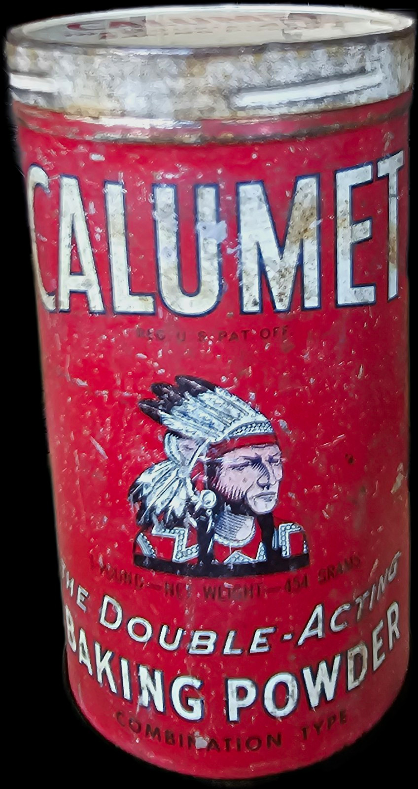 Vintage Calumet Double Acting Baking Powder Tin Native American Chief Advertisi