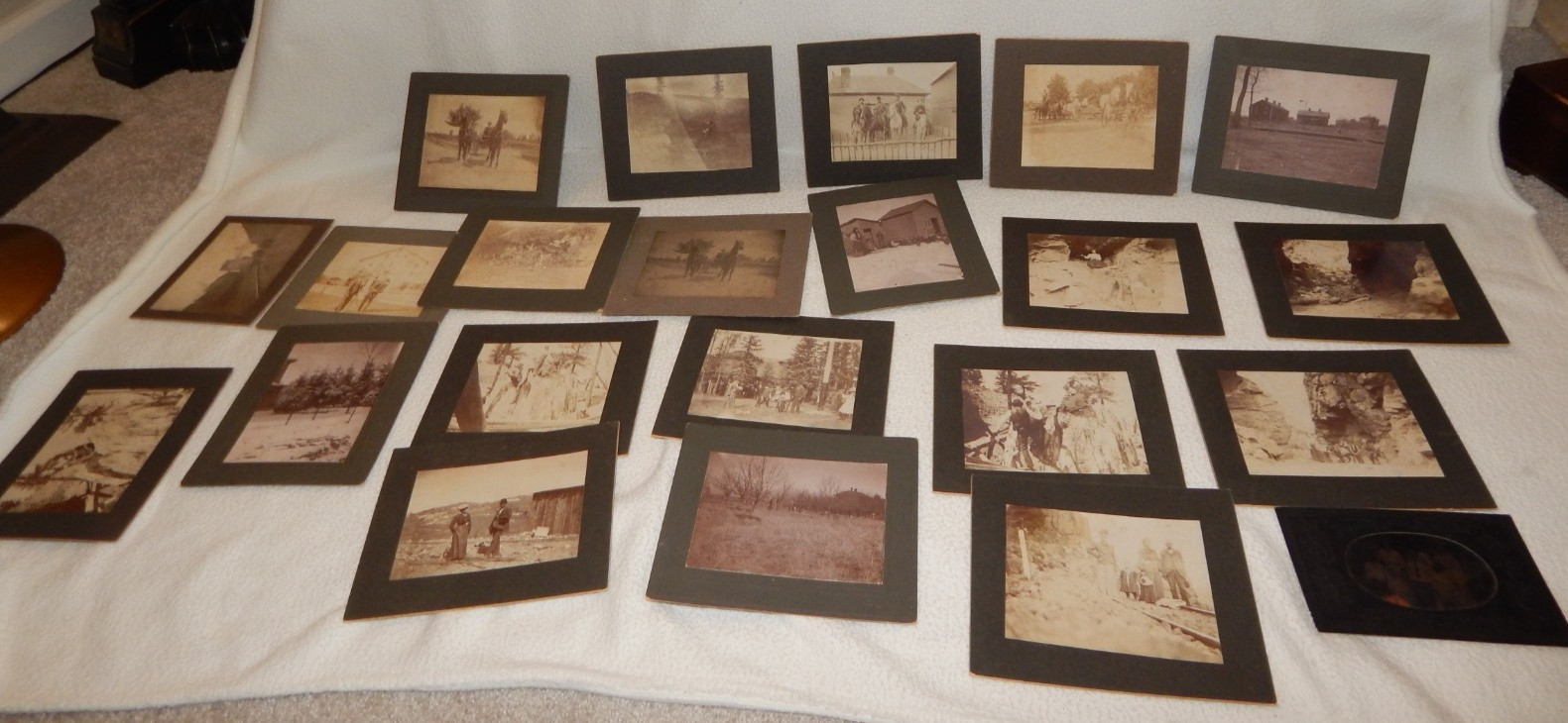 22 1880's Albumen Photographs Rocky Railroad Vacation Horses Wagon Antique