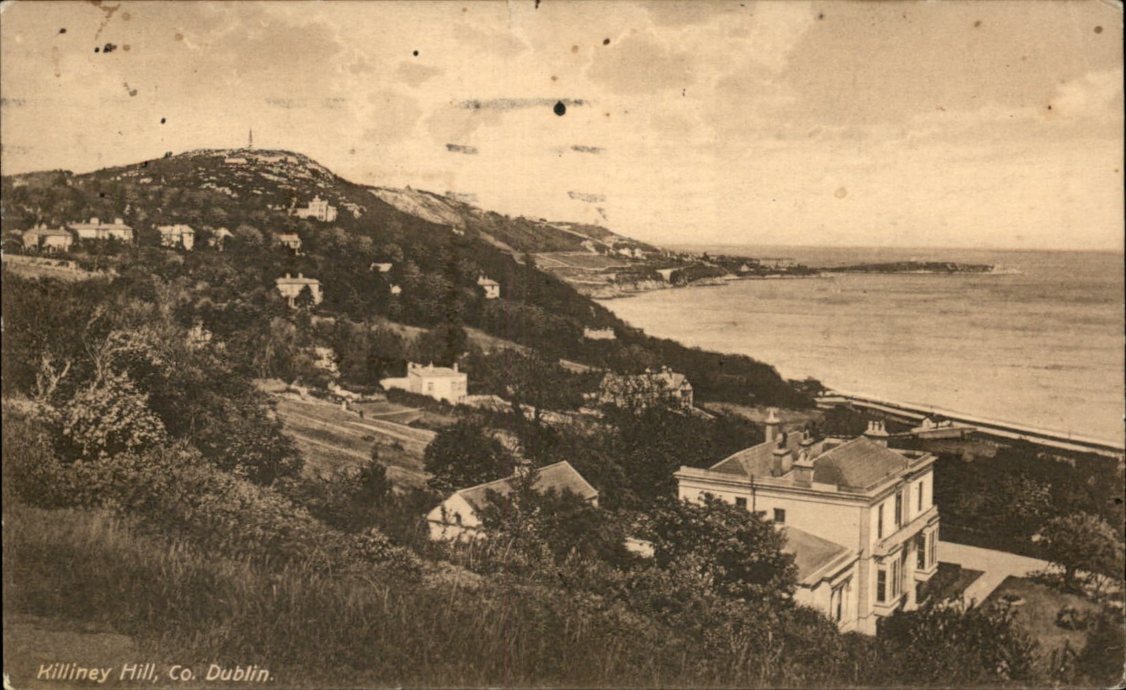 Killiney Hill Dublin Coastal Hill View W. L. D. c1920s-30s Vintage Postcard