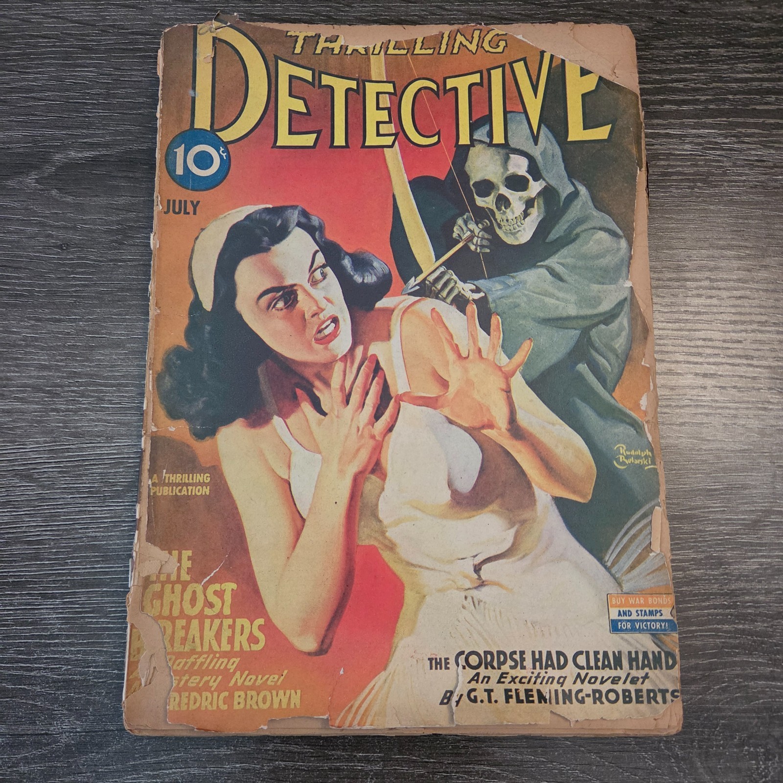 Pulp: Thrilling Detective Magazine 10 cent July 1944, Brown & Brackett Vintage