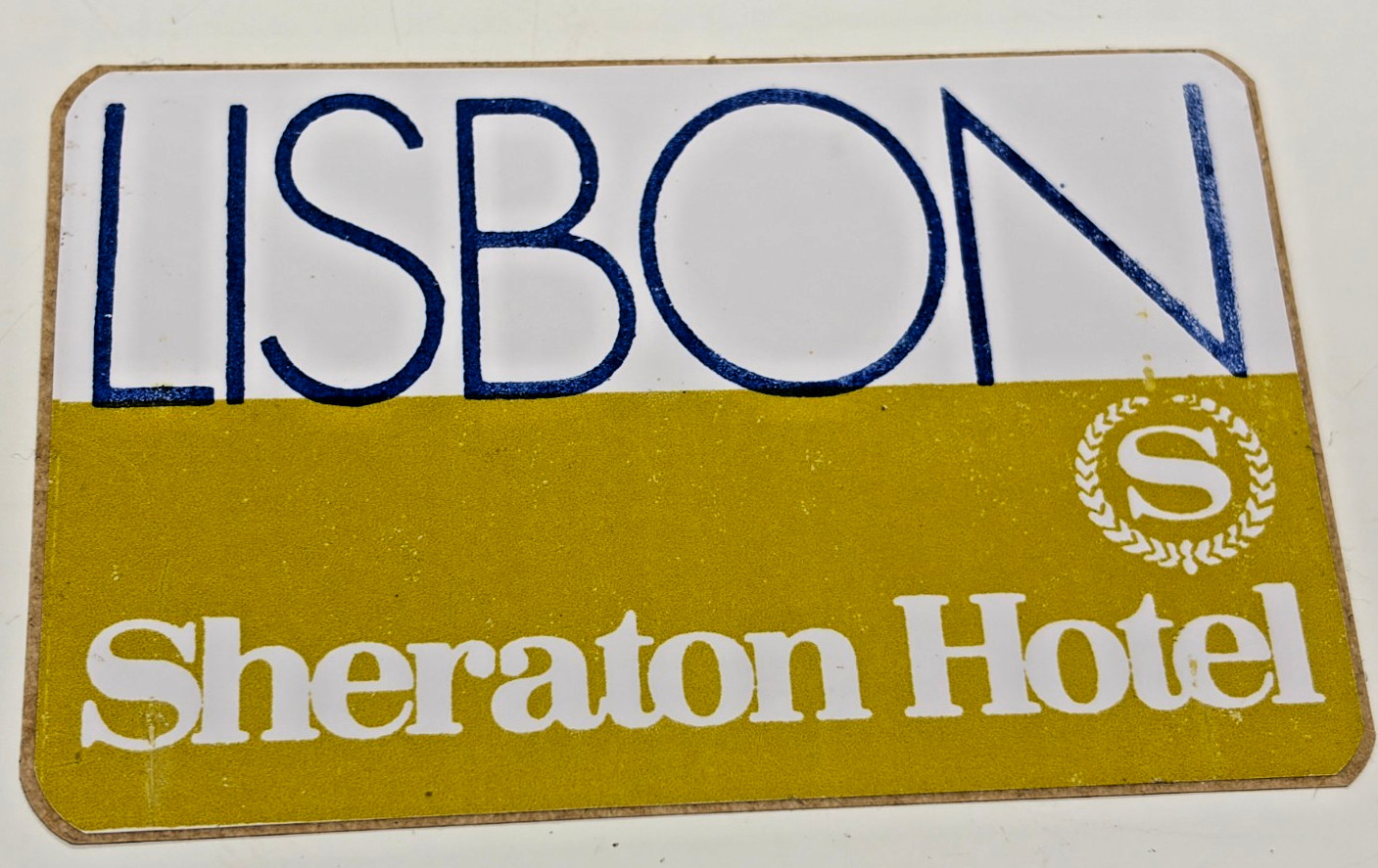 Vintage Sheraton Hotel Lisbon Luggage Label Sticker Spain 1970s