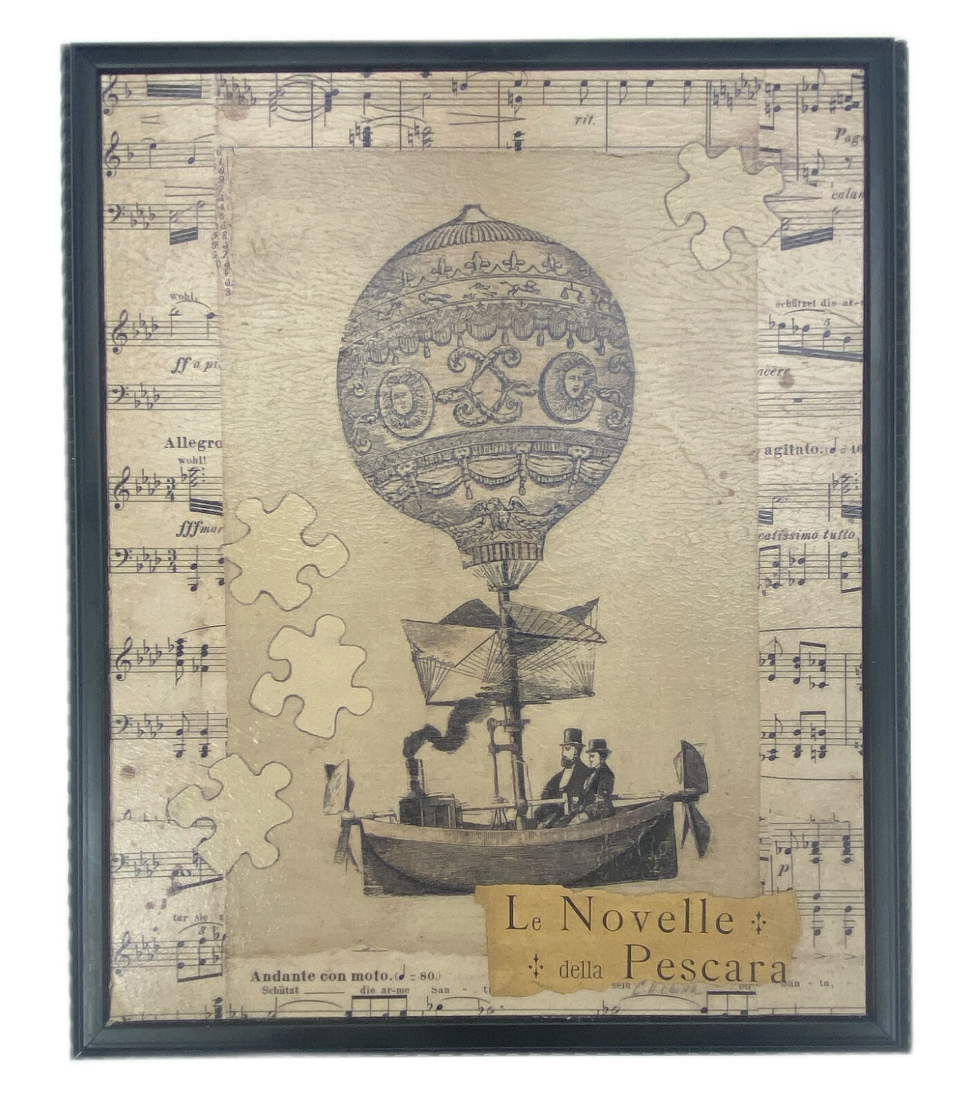 Hot Air Balloon Art Picture Le Novelle della Pescara Men in Flying Machine