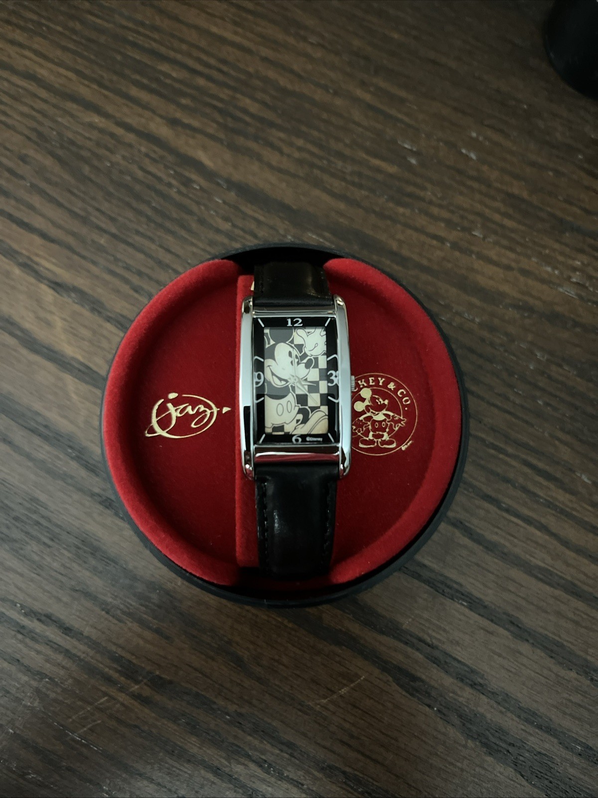 RARE JAZ Disney Mickey Mouse Checkered Watch with Black Strap & Owners Guide