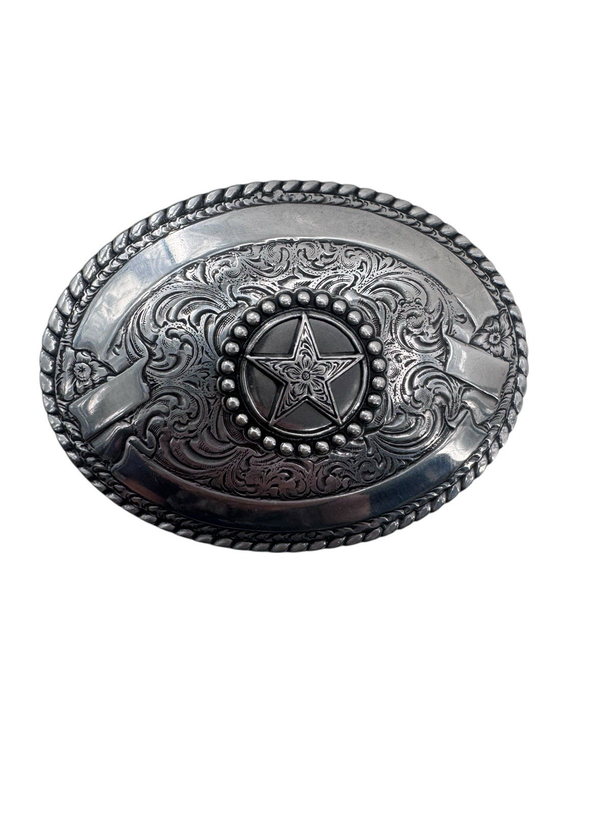 Crumrine Texas Star Floral Swirl Ornate Western Belt Buckle Fast Shipping