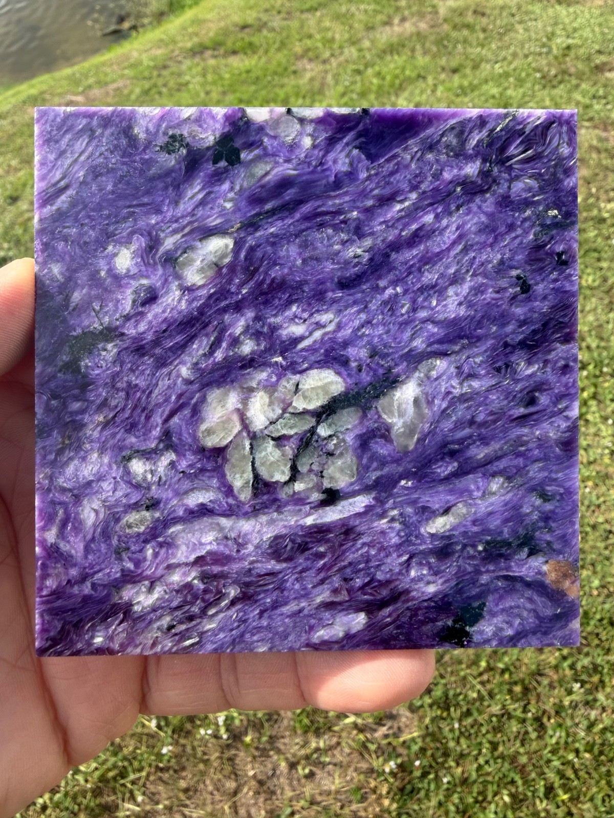 Beautiful Charoite Polished Gemstone Tile 4
