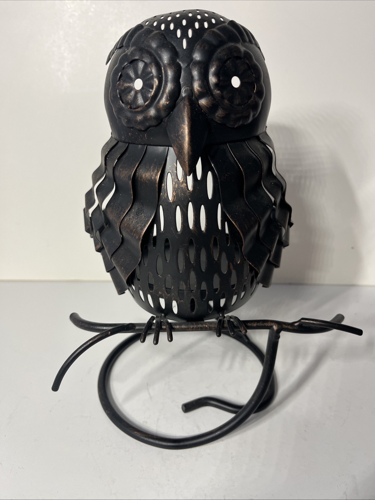 Partylite Artisan Owl Candle Jar Plant Holder Metal Sculpture 11\