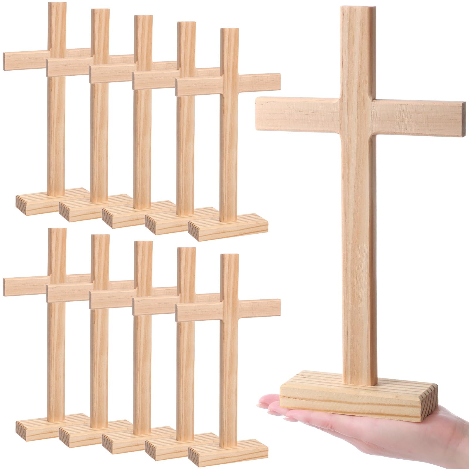 Suzile 10 Pcs 12 Inch Wooden Crosses Unfinished Wood
