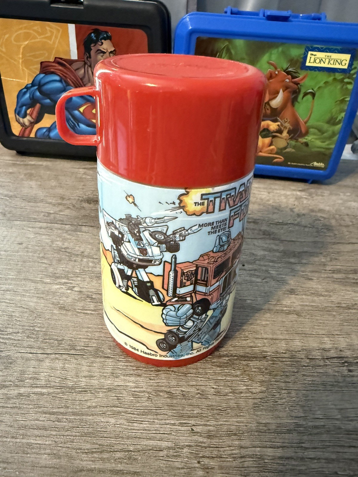 Vintage 80\'s 1984 Hasbro Industries Aladdin Transformers Plastic Thermos CLEAN