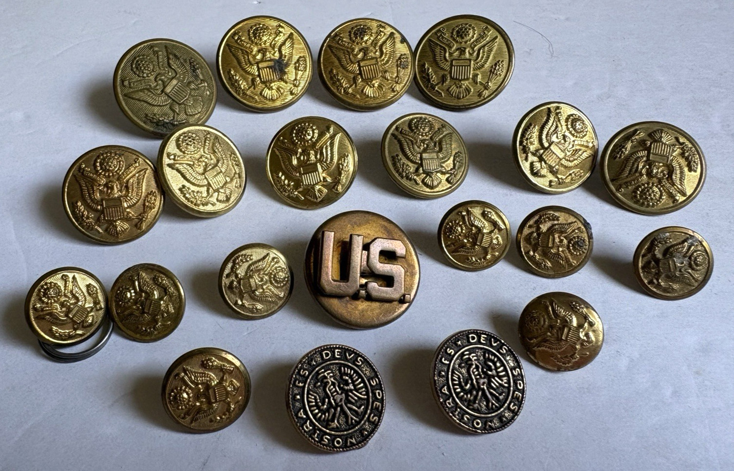 VTG & antique U.S. Military Brass Buttons Features Raised Eagle & Shield Design