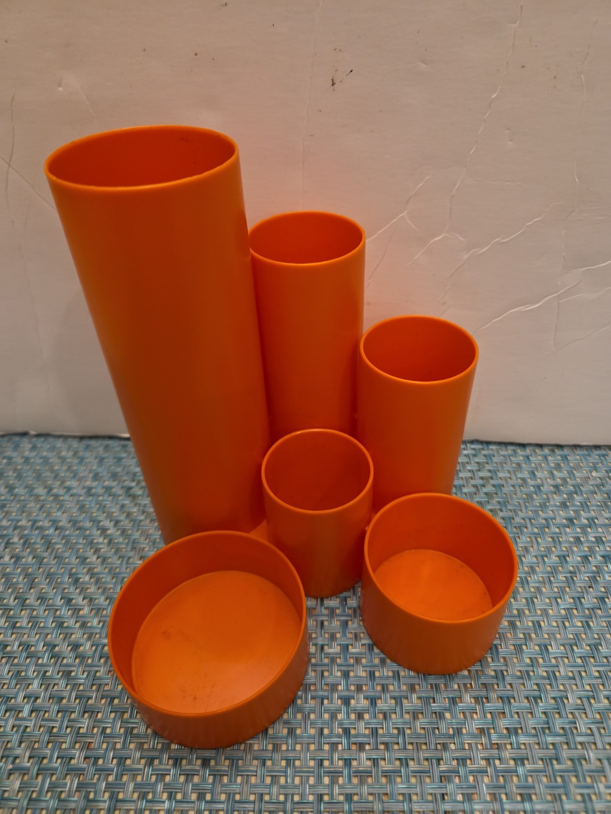 VTG 70's Penrex Orange Space Age Plastic Desk Organizer Pen Holder MCM Pop Art