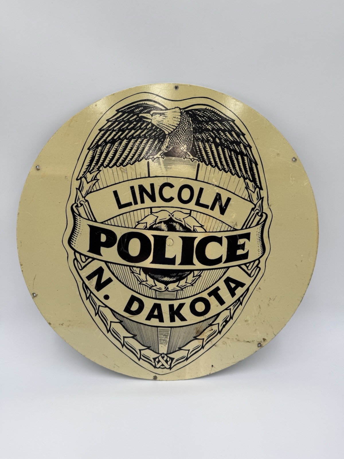 Vintage Lincoln POLICE CAR Tin Sign Original Rare Painted Aluminum