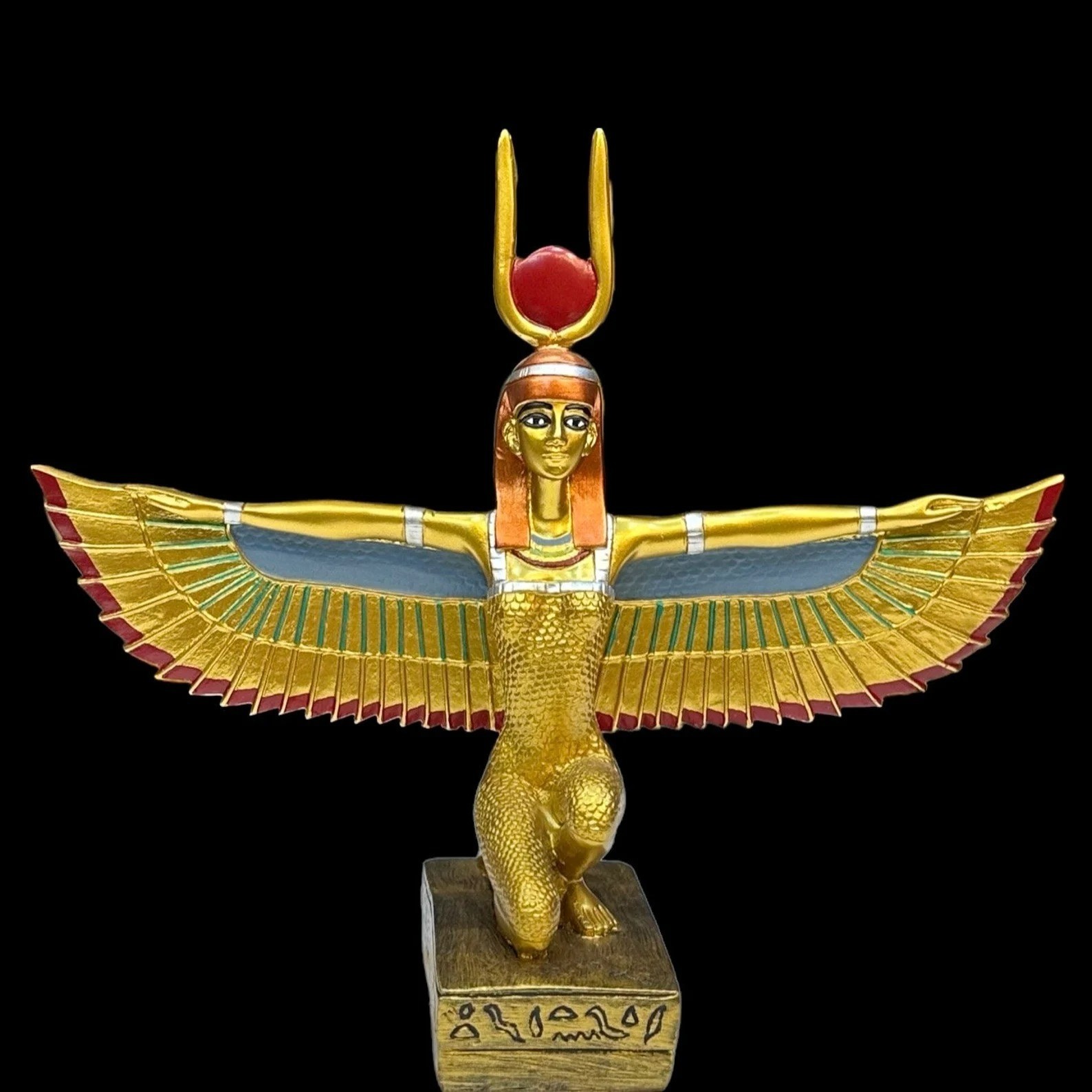 Authentic Ancient Egyptian Antiquities Golden Winged Isis Figure Egyptian BC