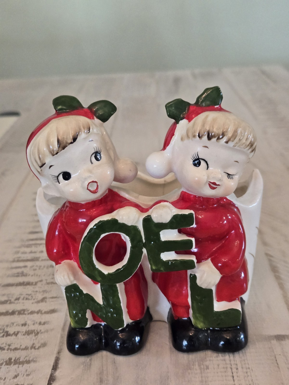 Rare Vintage HFCo Japan Christmas Pajamas Kids NOEL Planter Norcrest Lefton READ