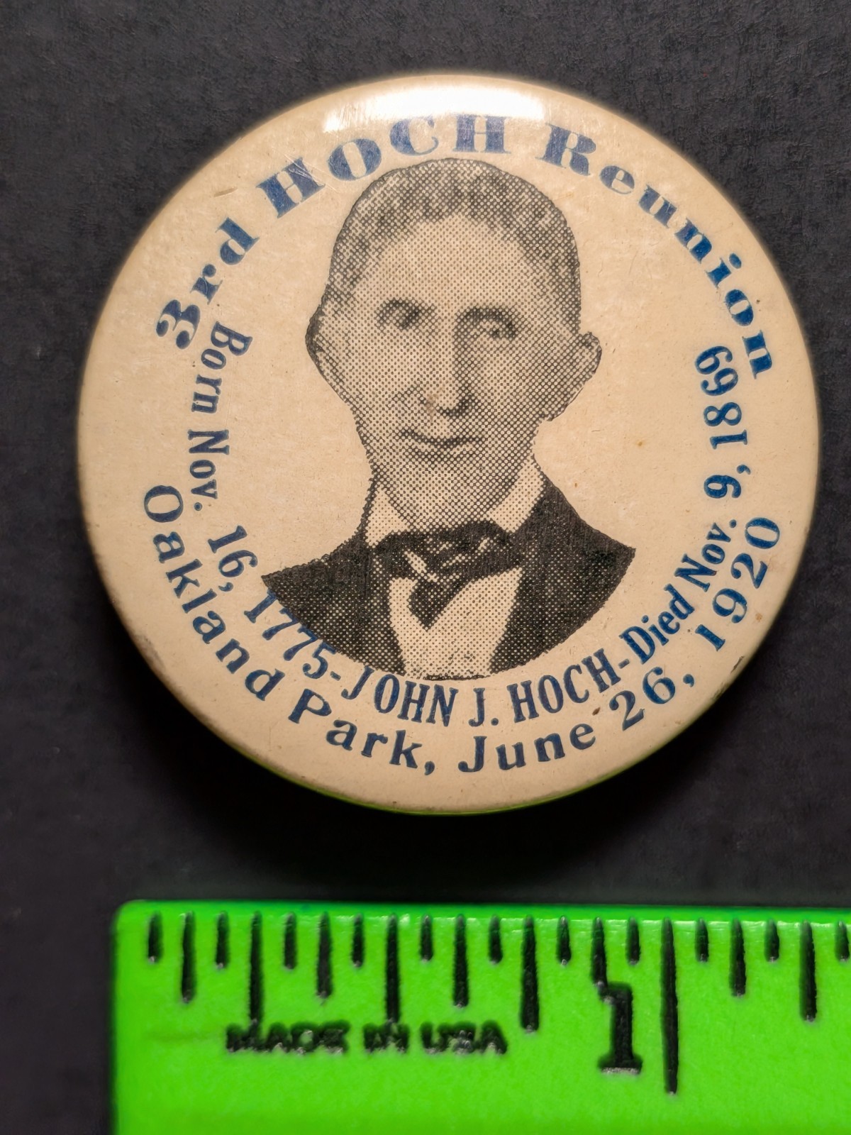 Vintage 1920 Hoch Reunion Oakland Park Pinback Pin