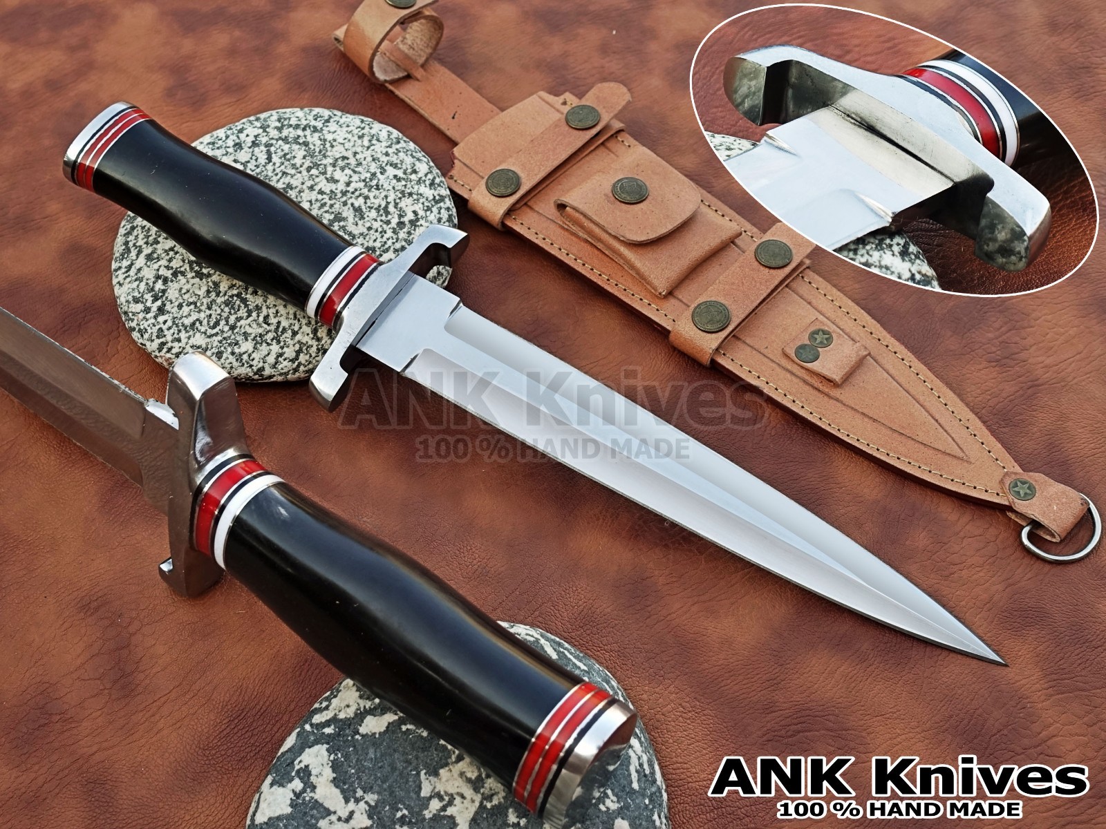 1-OF-A-KIND CUSTOM TOOL STEEL DAGGER KNIFE BULL HORN HANDLE