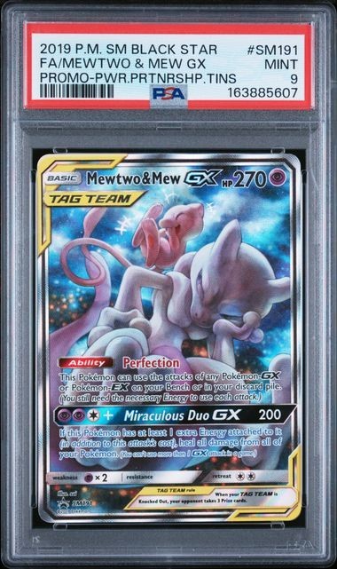 Pokemon Mewtwo & Mew Gx Sm Black Star Promo SM191 Power Partnership Tins PSA 9