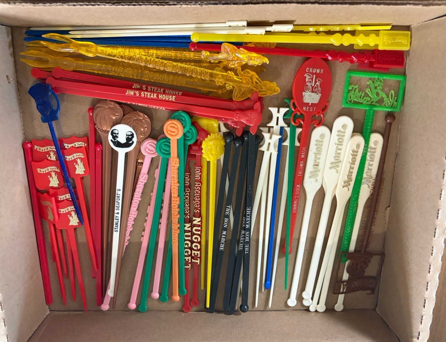 Vintage Swizzle Sticks Lot Cocktail Stirrers Advertisement And Decoration As Is