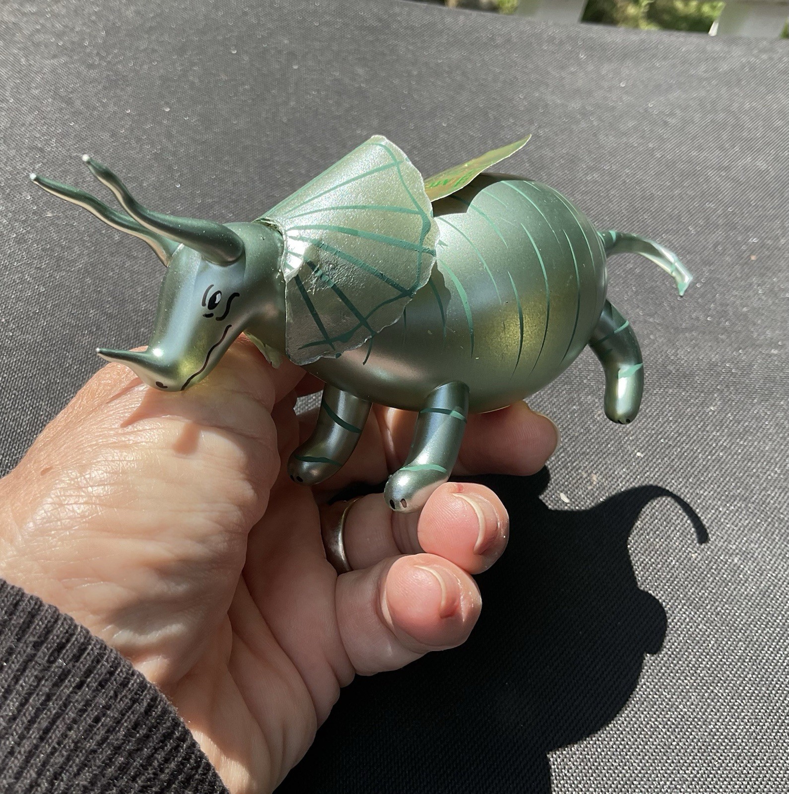 Vintage Mouth Blown & Painted Colossus Dinosaur Ornament Italy 