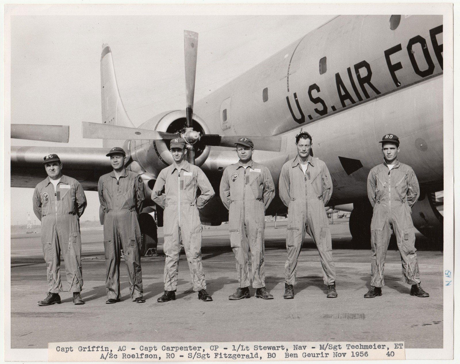 1956 USAF KC-97 Stratofreighter Crew Ben Guerir Morocco 8x10 Photo