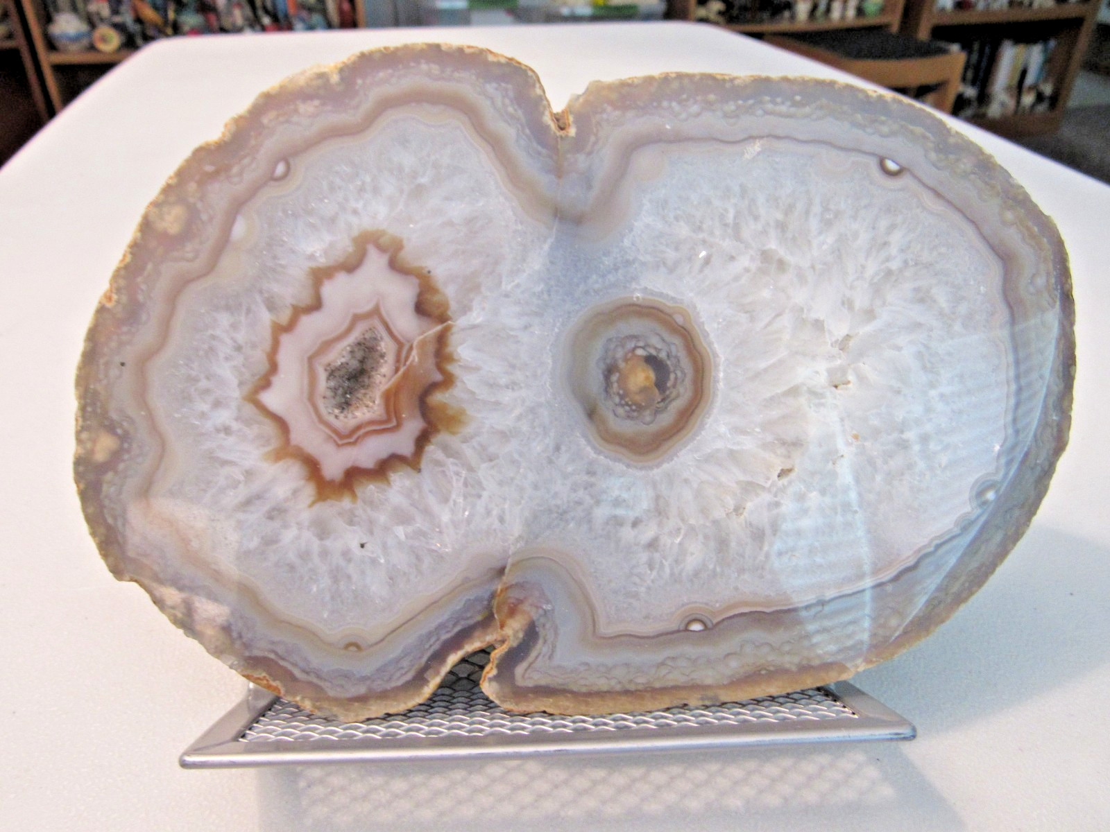 NATURAL POLISHED FLAT GRAY AGATE GEODE SLAB ROCK SLICE 517 GRAMS