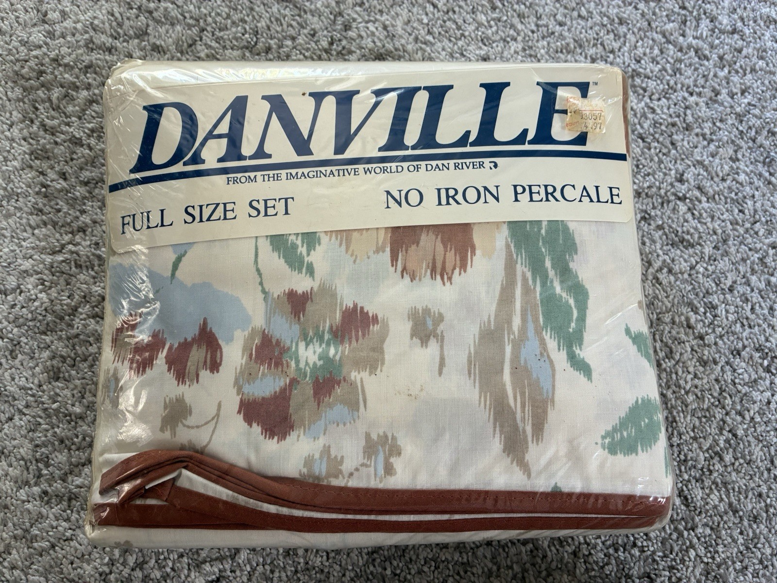 Vtg New Danville 4 Piece Full Double Sheet Set Sealed 80s Floral pattern Earthy