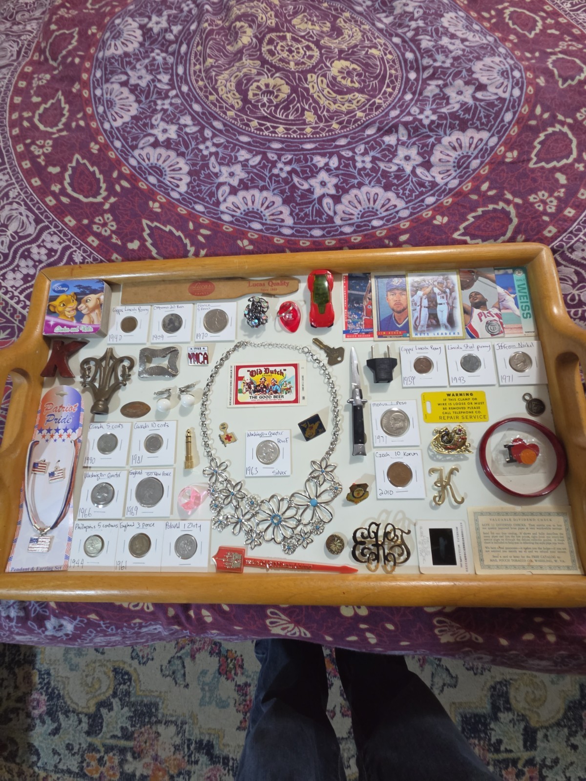Vintage Collectible Junk Drawer With Real Silver, Jewlery, Sports Cards And More