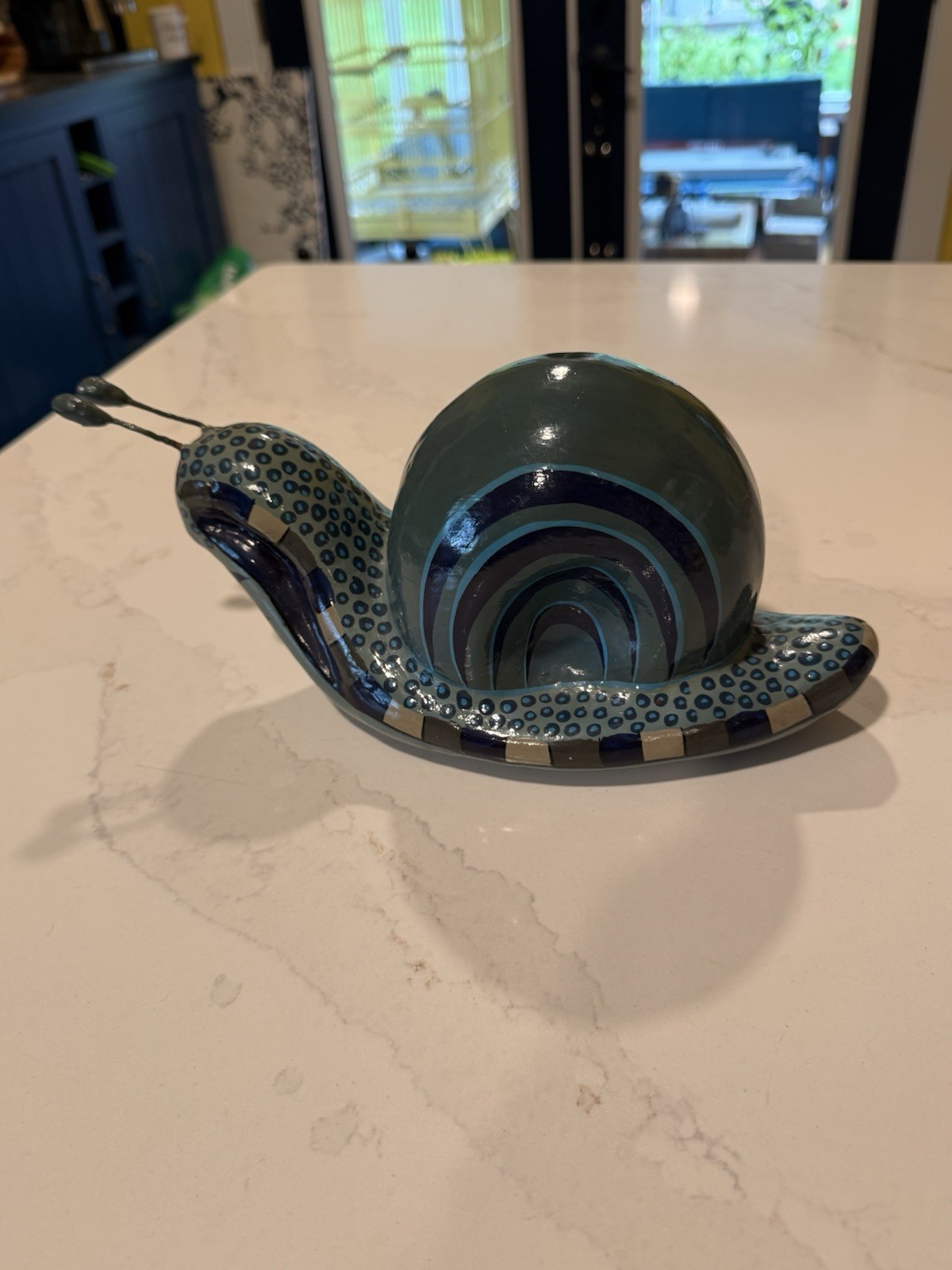 Vintage Mexican Tonala Pottery Snail N Palacios Signed Folk Art Ceramic Mexico