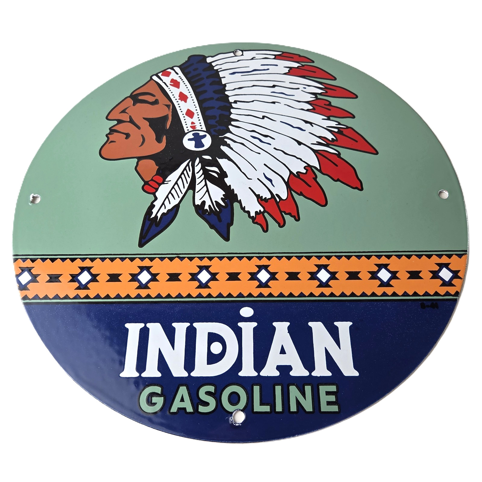 Vintage Indian Gasoline Sign - American Chief Gas Pump Porcelain Sign