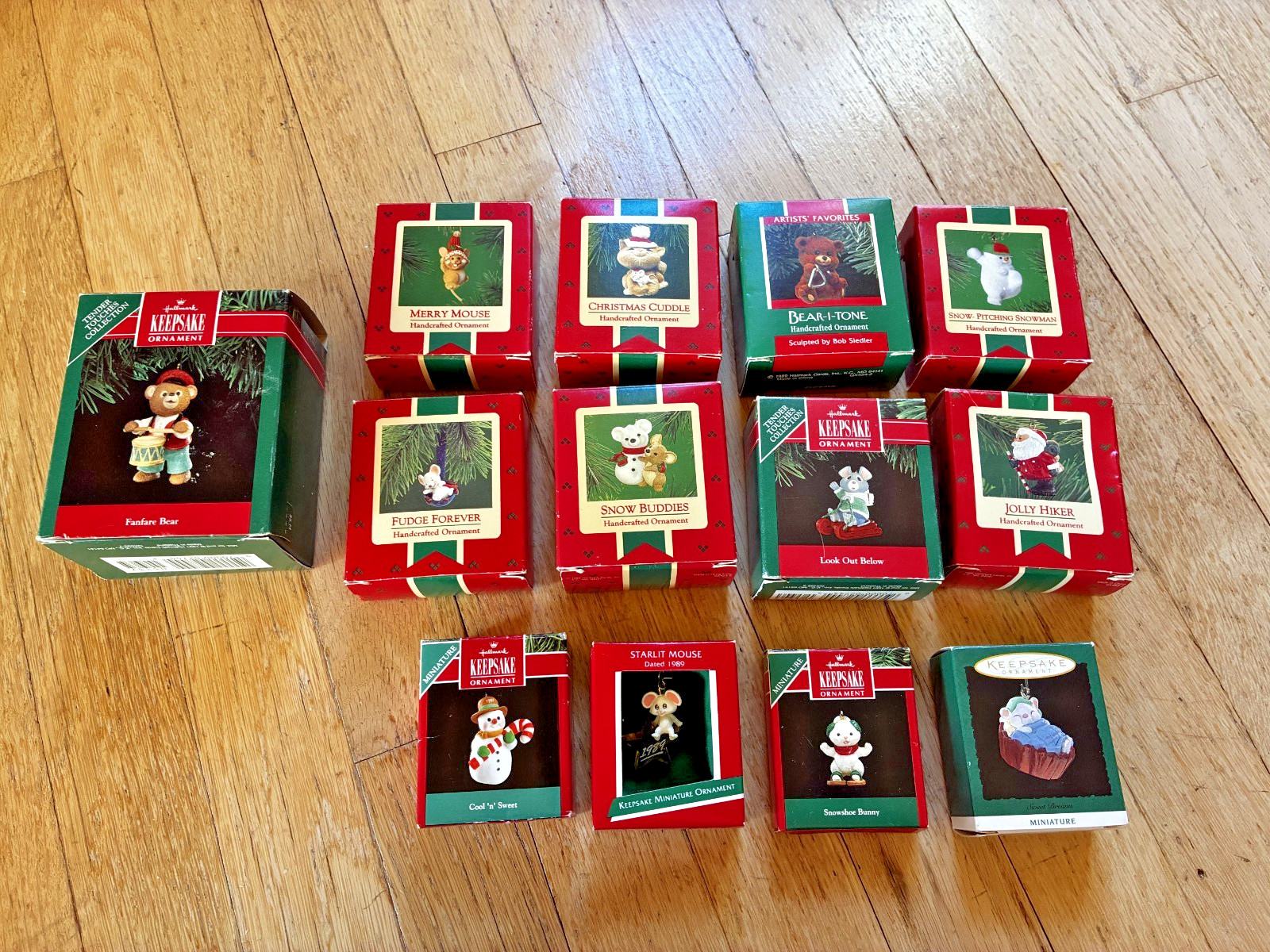Vintage 80s 90s Hallmark Keepsake Ornaments Bear Mouse Santa Lot of 13 Christmas
